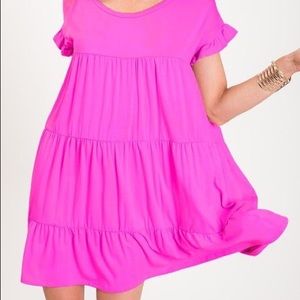 NEW Pink babydoll cotton ruffle dress